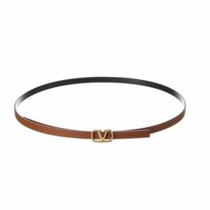 Valentino Brown Leather Belt with Gold Buckle